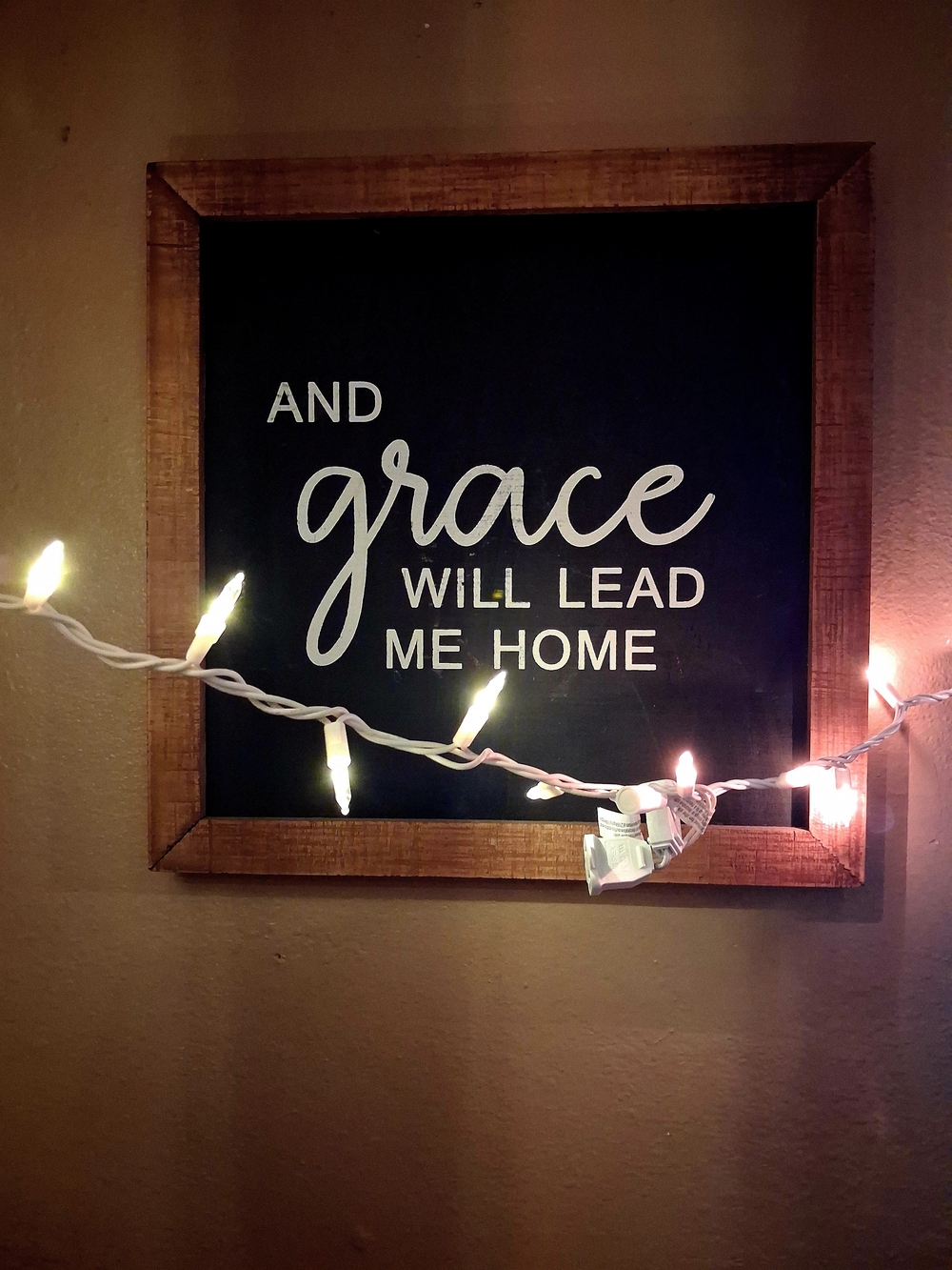 "Grace Will Lead Me Home" Framed Wall Sign - Black and Wood